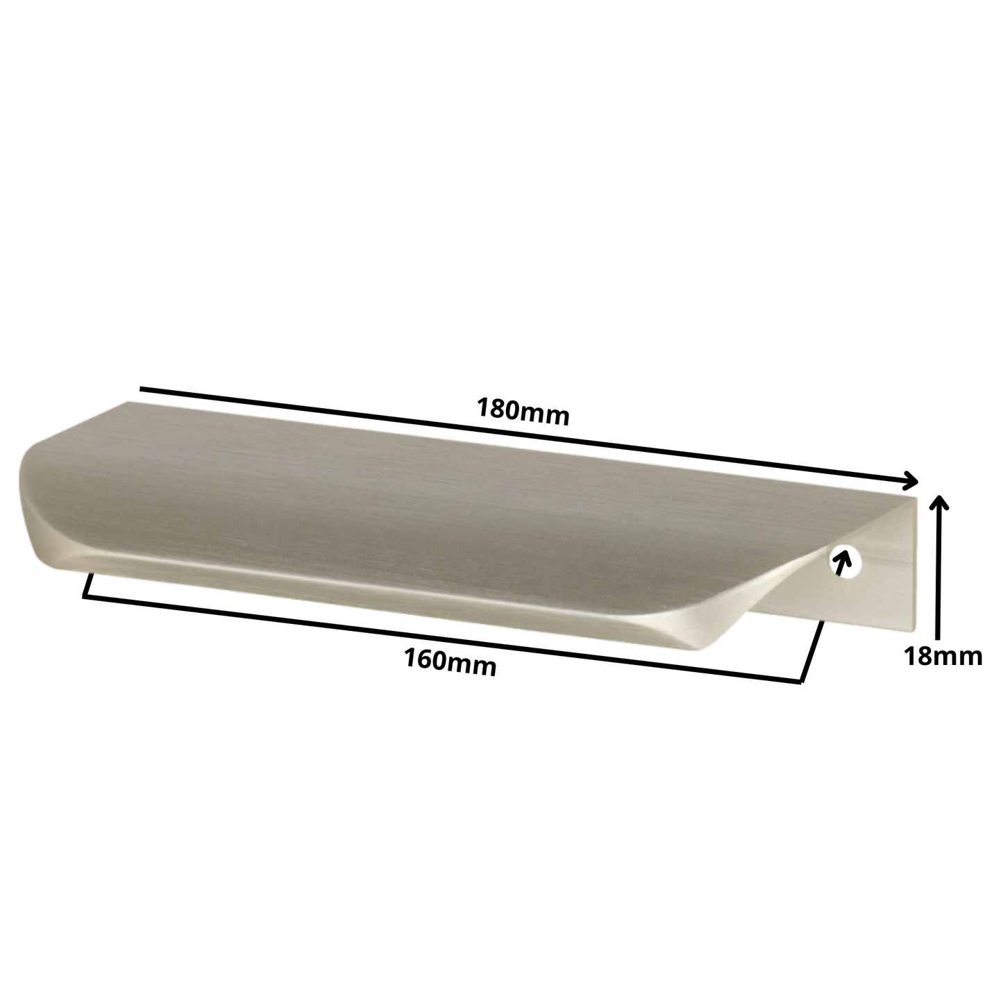 Hranový úchytný profil UA02 160 mm (celková délka 180 mm) - kartáčovaná nerezová ocel