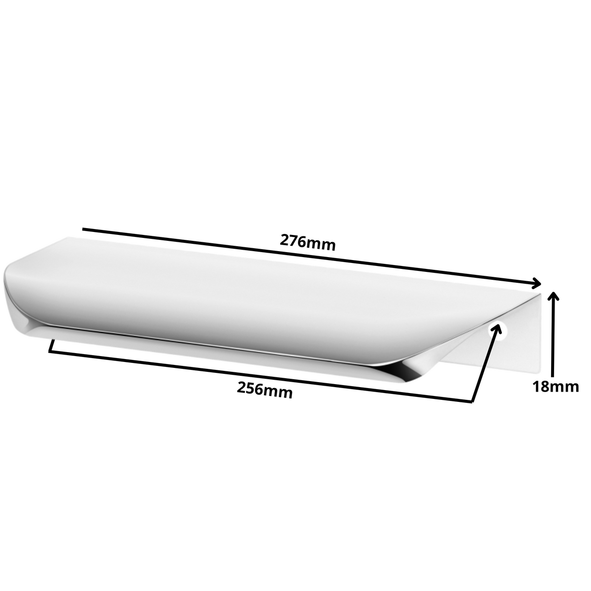 Hranový úchytný profil UA02 256 mm (celková délka 276 mm) - elektrolyticky leštěná