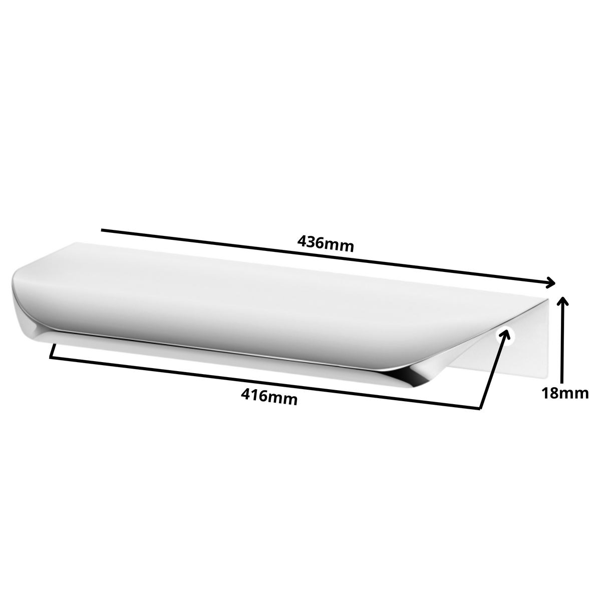 Hranový úchytný profil UA02 416 mm (celková délka 436 mm) - elektrolyticky leštěná