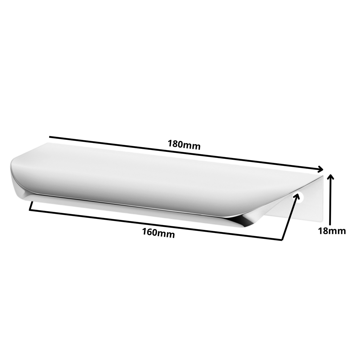 Hranový úchytný profil UA02 160 mm (celková délka 180 mm) - elektrolyticky leštěná