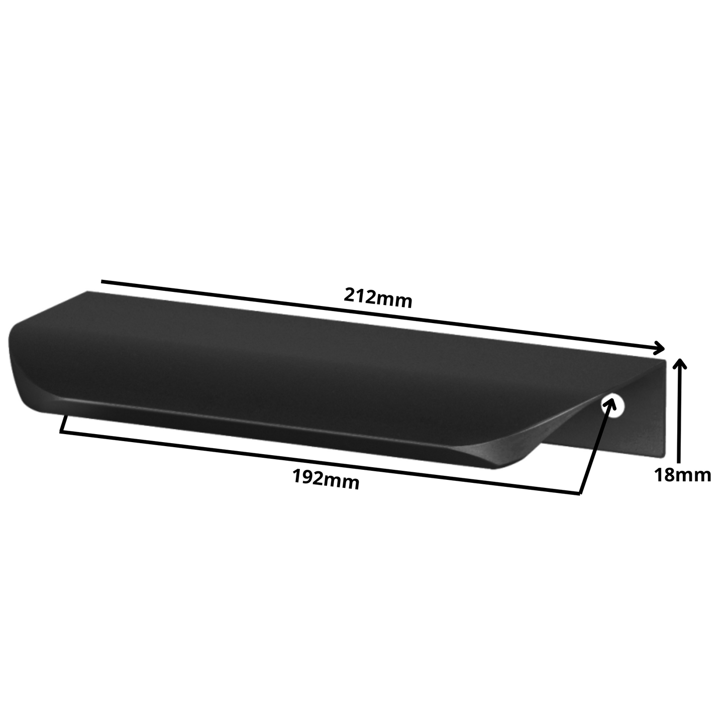 Hranový úchytný profil UA02 192 mm (celková délka 212 mm) - matná černá