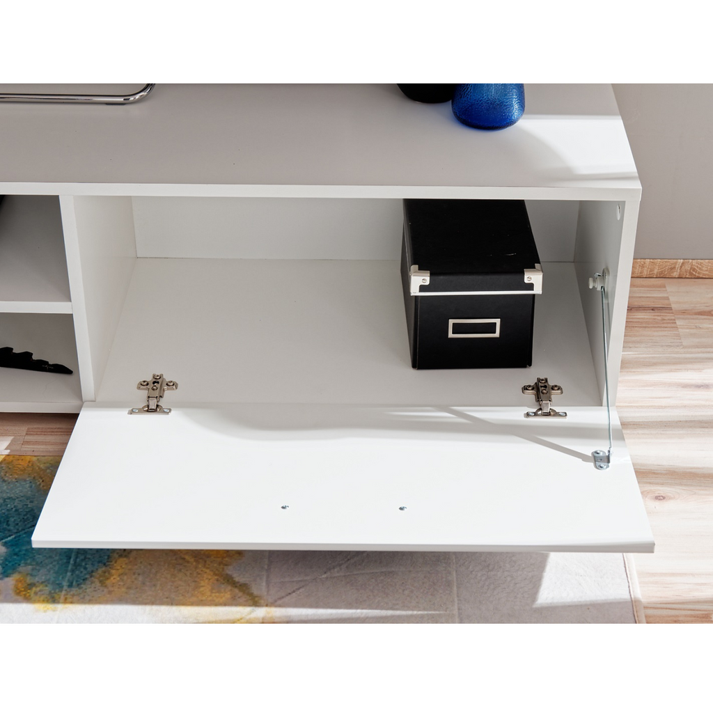 Stěnová jednotka LAUREN - sada nábytku do obývacího pokoje - bílý mat / bílý lesk