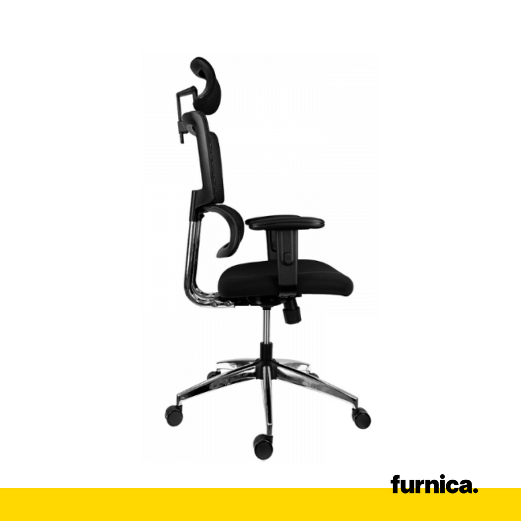 FILIPPO I - Kancelářská židle potažená vysoce kvalitním mikrosíťovým materiálem - černá H134cm W64cm