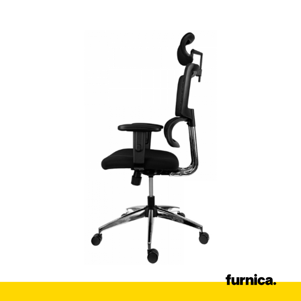 FILIPPO I - Kancelářská židle potažená vysoce kvalitním mikrosíťovým materiálem - černá H134cm W64cm