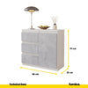 MIKEL - Komoda se 3 šuplíky a 1 dveřmi - Skříň na oblečení do ložnice - Bílý mat / Beton - Výška 75 cm, šířka 80 cm, hloubka 35 cm.