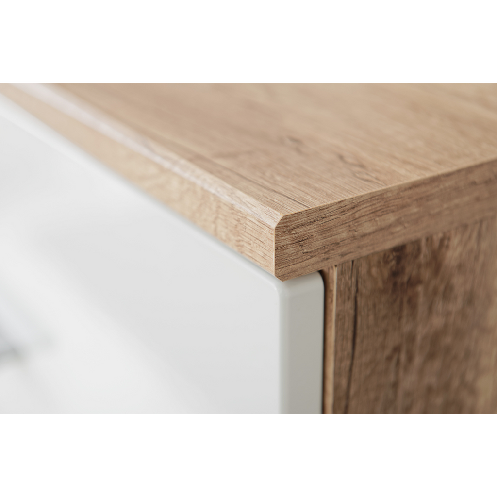 Stěnná jednotka SAALA - sada nábytku do obývacího pokoje - Monument Oak / bílý lesk