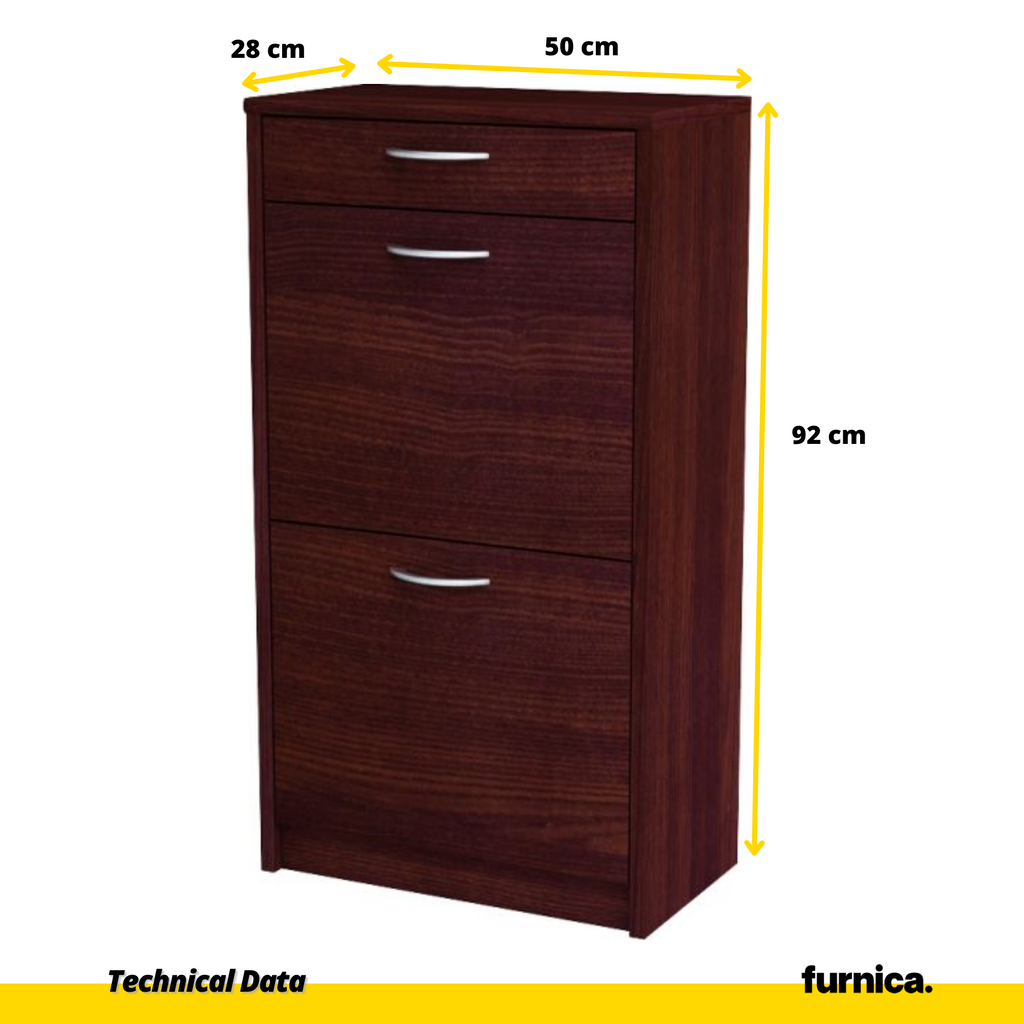 JULIA - Botník na boty s 1 šuplíkem a 2 úložnými poličkami - Wenge H92cm W50cm D28cm