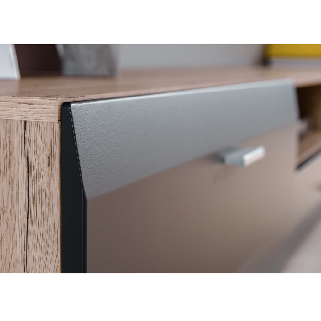 Stěnová jednotka CLIF - sada nábytku do obývacího pokoje - San Remo dub / antracitově šedá