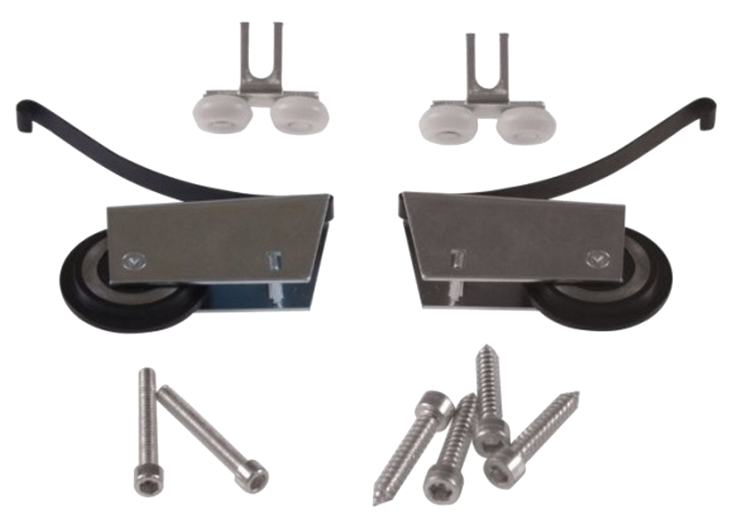 Sada 2 symetrických horních vodítek + 2 spodní kola + 6 šroubů (bez rukojeti Noah)