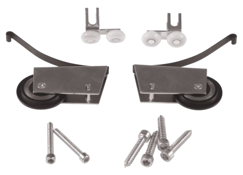Sada 2 asymetrických horních vodítek + 2 spodní kola + 6 šroubů (klika Gabriel)