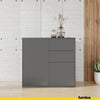 CAMILLE - Skříň s dvěma dveřmi a dvěma šuplíky s otevíráním stisknutím - antracitová, výška 74 cm, šířka 80 cm, hloubka 36 cm.