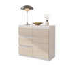 MIKEL - Komoda se 3 šuplíky a 1 dveřmi - Skříň na oblečení do ložnice - Bílý mat / Sonoma dub - Výška 75 cm, šířka 80 cm, hloubka 35 cm.