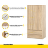 JOELLE - Skříň se 2 dveřmi a 2 zásuvkami - Sonoma dub - Výška 180 cm, šířka 90 cm, hloubka 50 cm