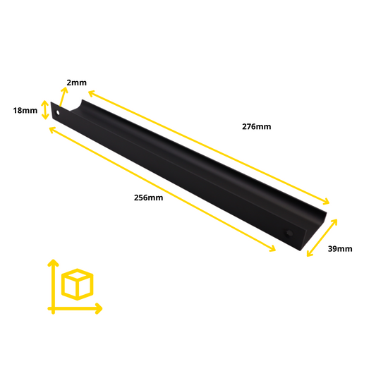 Hrana profilové rukojeti s délkou 256 mm (celková délka 276 mm) - černá. (2) – Furnica
