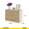 GABRIEL - Komoda se 6 šuplíky - Skříň na oblečení do ložnice - Bílá / Wotan dub H71cm Š100cm D33cm