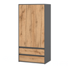 JOELLE - Skříň se 2 dveřmi a 2 zásuvkami - Anthracite / Wotan Oak H180cm W90cm D50cm