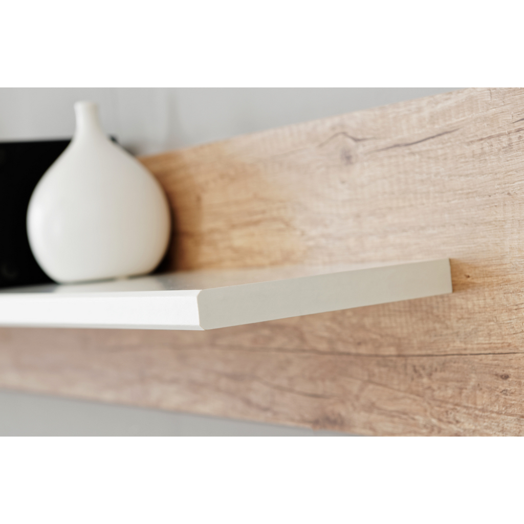 Stěnná jednotka SAALA - sada nábytku do obývacího pokoje - Monument Oak / bílý lesk