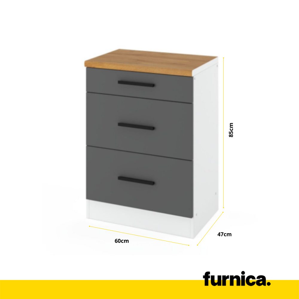 RENO - Kuchyňská sestava - Bílý mat s pracovní deskou - 8 jednotek - 260 cm