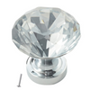 Křišťálový efekt skleněného kabinetového knoflíku - Ø35mm - Chrom