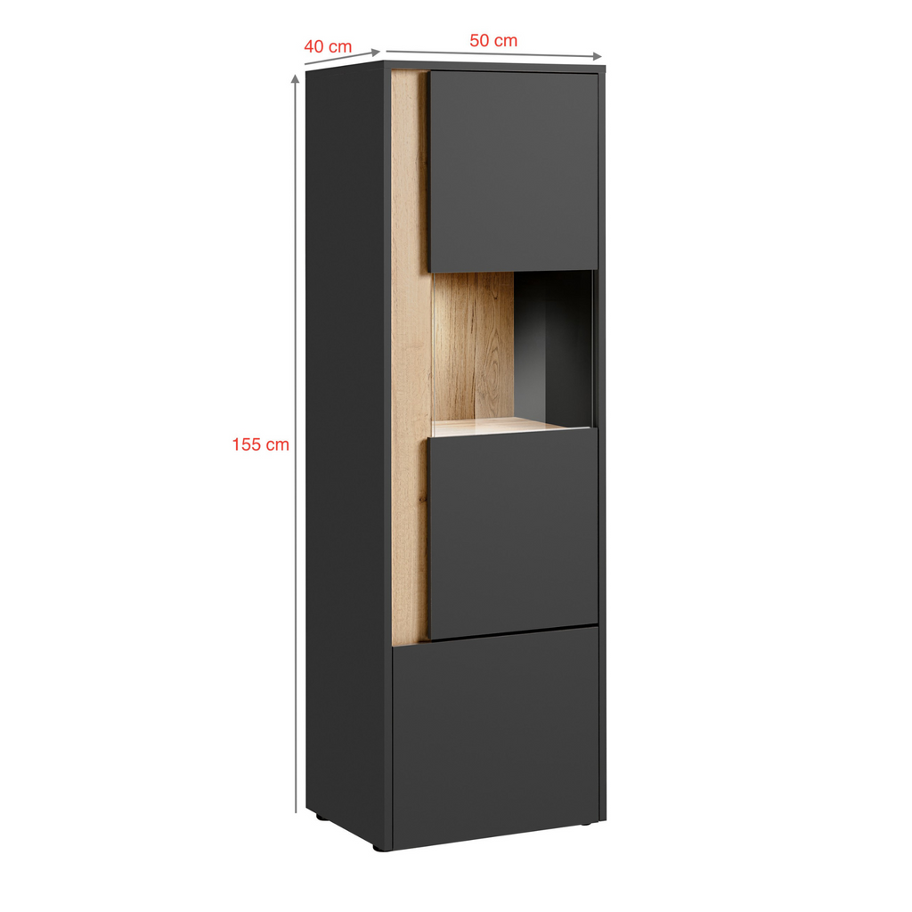 CARLO IV - Sada nábytku do obývacího pokoje - antracitově šedá / Wotan dub