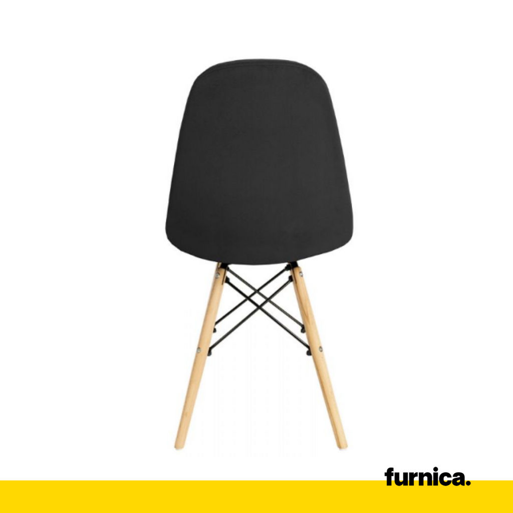 FABRIZIO - Potahovaná židlička do jídelny / kanceláře s dřevěnými nohami - černá