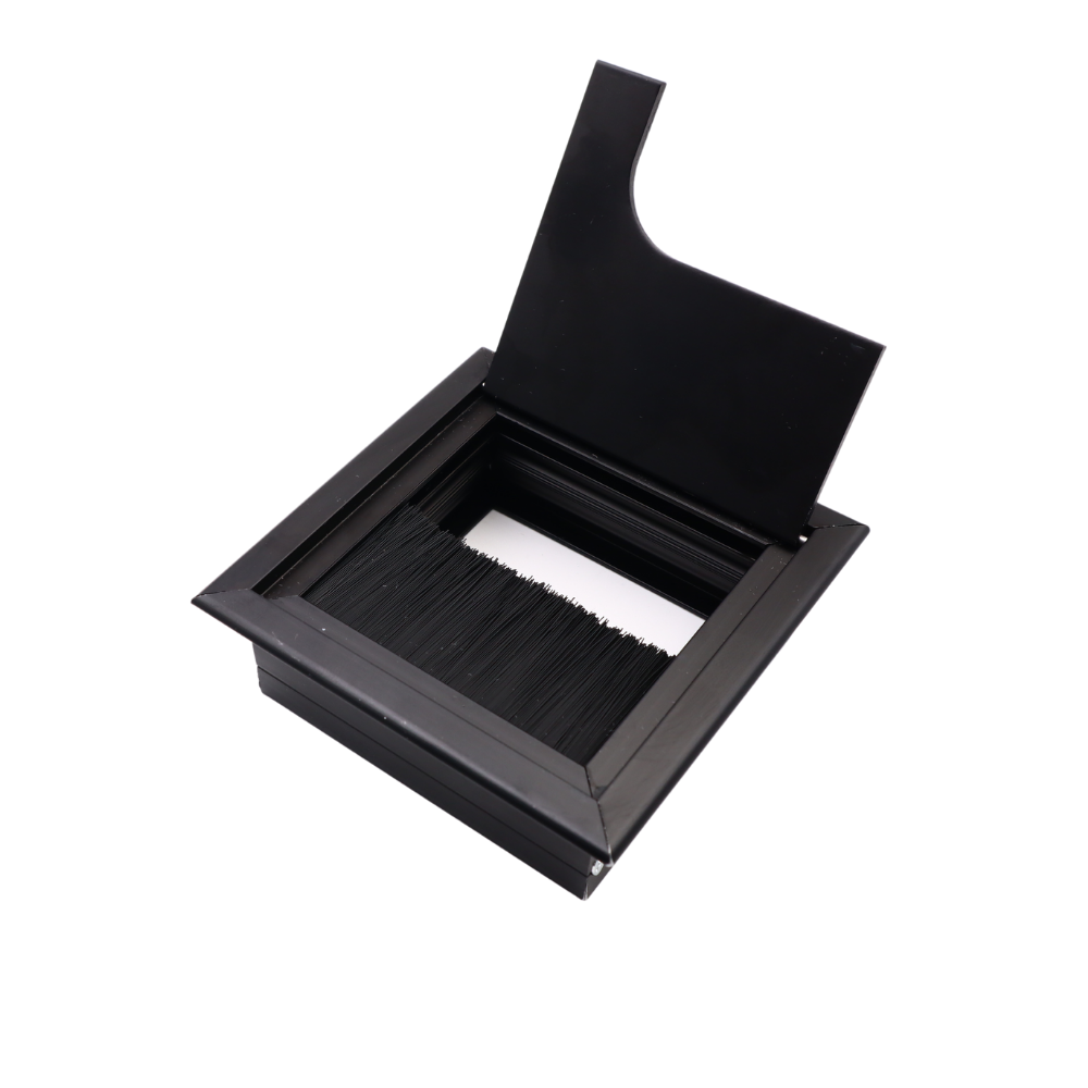 Čtvercový hliníkový kabelový průchod 80x80mm, černý "Vlna"