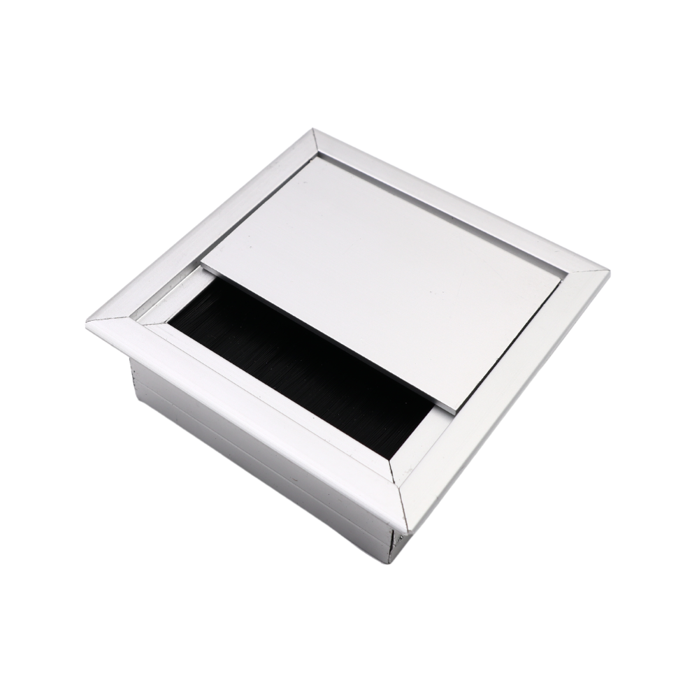 Čtvercový hliníkový kabelový průchod 80x80mm, stříbrný