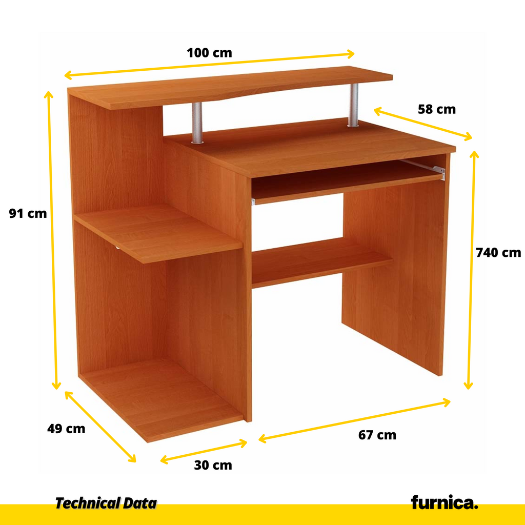 MARIO - Počítačový stůl s výsuvnou klávesnicí - Olše V91cm Š100cm H58cm