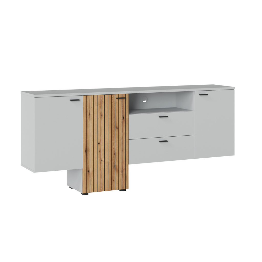 VERO - Sada nábytku do obývacího pokoje - Popelově šedá / Pobřežní dub Evoke