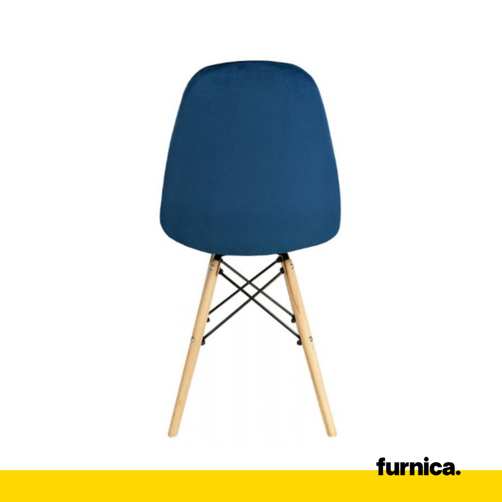 FABRIZIO - Potahovaná žíněnka s dřevěnými nohami pro jídelní / kancelářské židle - tmavě modrá