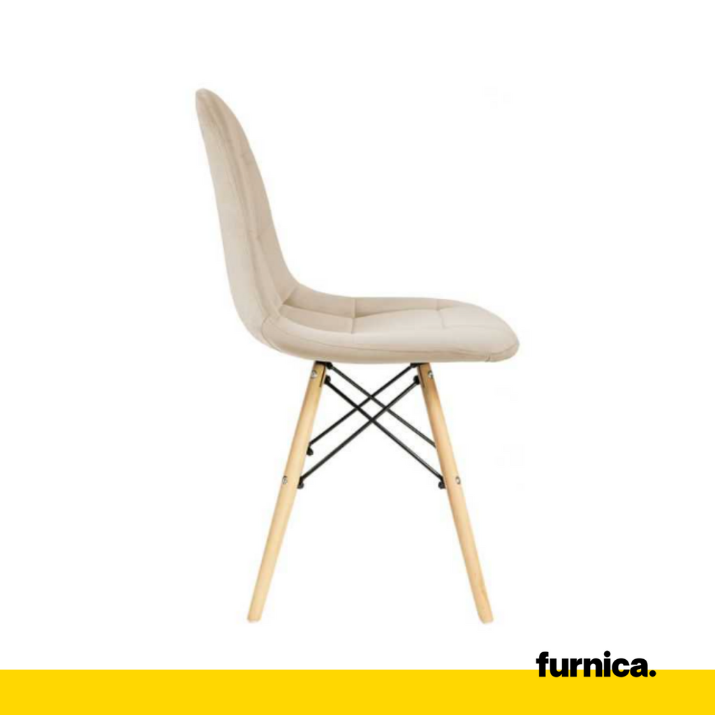 FABRIZIO - Potahovaná žíněnka z plstěného sametu na jídelní / kancelářské židli s dřevěnými nohami - béžová