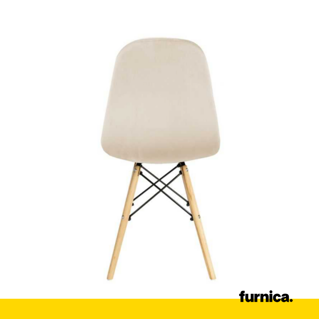 FABRIZIO - Potahovaná žíněnka z plstěného sametu na jídelní / kancelářské židli s dřevěnými nohami - béžová