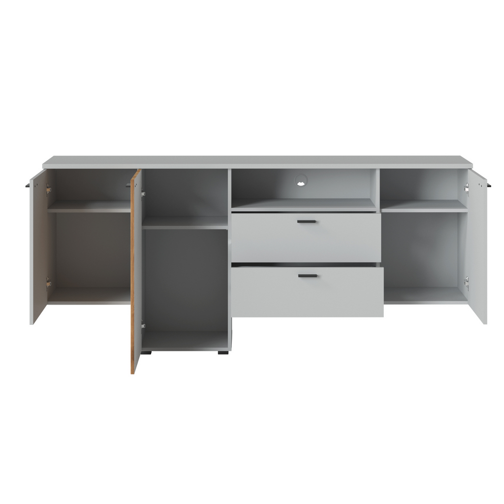 VERO - Sada nábytku do obývacího pokoje - Popelově šedá / Pobřežní dub Evoke