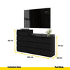 GABRIEL - Komoda se 10 šuplíky (6+4) - Skříň na oblečení do ložnice - Černý matný povrch H92/70cm Š160cm Hl33cm