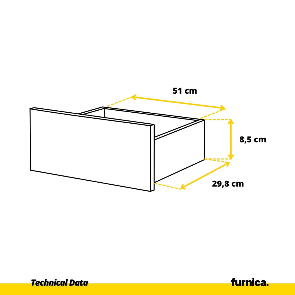 GABRIEL - Komoda se 4 zásuvkami - Skříň na oblečení do ložnice - Beton / Bílý lesk H92cm Š60cm D33cm