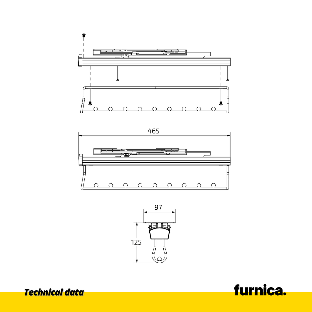 Výsuvný závěs na šatník s tlumeným zavíráním - šedá