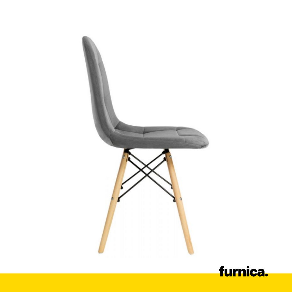 FABRIZIO - Potahovaná židlička do jídelny / kanceláře z plstěného sametu s dřevěnými nohami - tmavě šedá