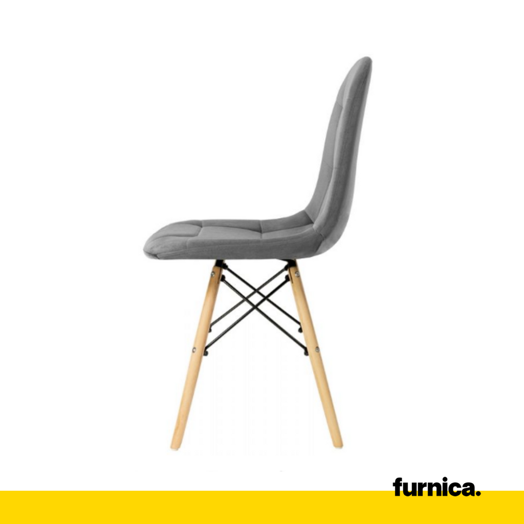 FABRIZIO - Potahovaná židlička do jídelny / kanceláře z plstěného sametu s dřevěnými nohami - tmavě šedá