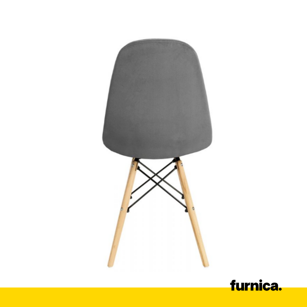 FABRIZIO - Potahovaná židlička do jídelny / kanceláře z plstěného sametu s dřevěnými nohami - tmavě šedá