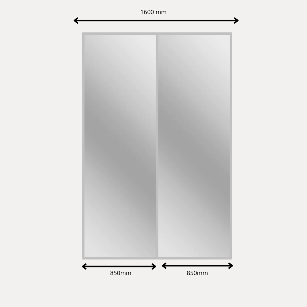 2x Sliding Wardrobe Doors - H: up to 2500mm W: 1600mm - Mirror