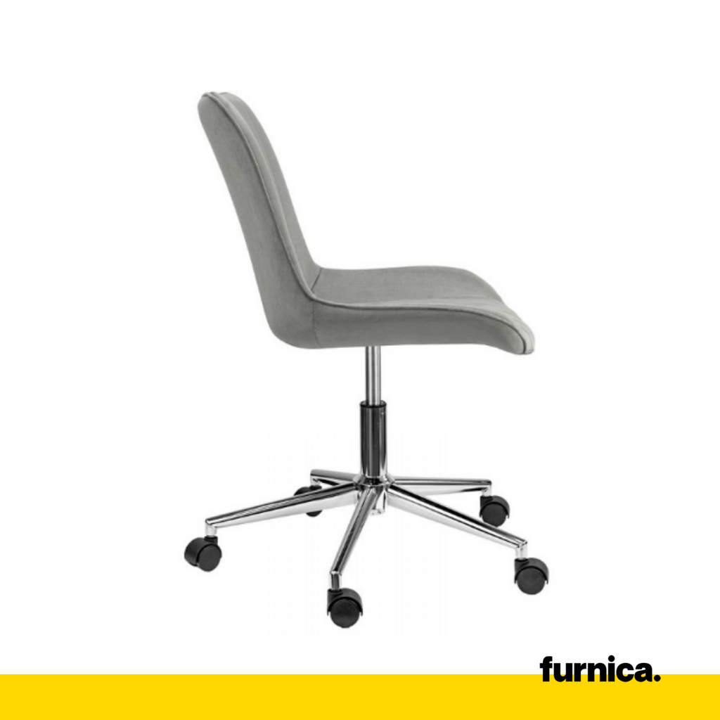 EDMONDO - Kancelářská židle s potahem z potištěného sametu s výplní - šedá barva s chromovými nohami