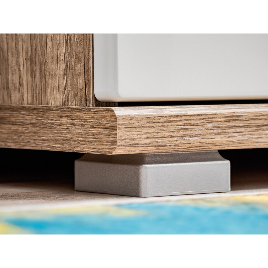 Stěnová jednotka SANDER - sada nábytku do obývacího pokoje - Monument Oak / bílý lesk