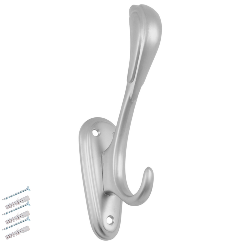Dvojitý háček na klobouky a kabáty - 160 mm - stříbrný