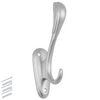 Dvojitý háček na klobouky a kabáty - 160 mm - stříbrný