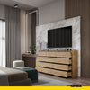 GABRIEL - Komoda se 12 šuplíky (8+4) - Skříň na oblečení do ložnice - úložný prostor - příborník - Wotan dub - V92cm x Š180cm x H33cm