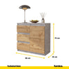 MIKEL - Komoda se 3 šuplíky a 1 dveřmi - Skříň na oblečení do ložnice - Beton / Wotan dub H75cm Š80cm D35cm