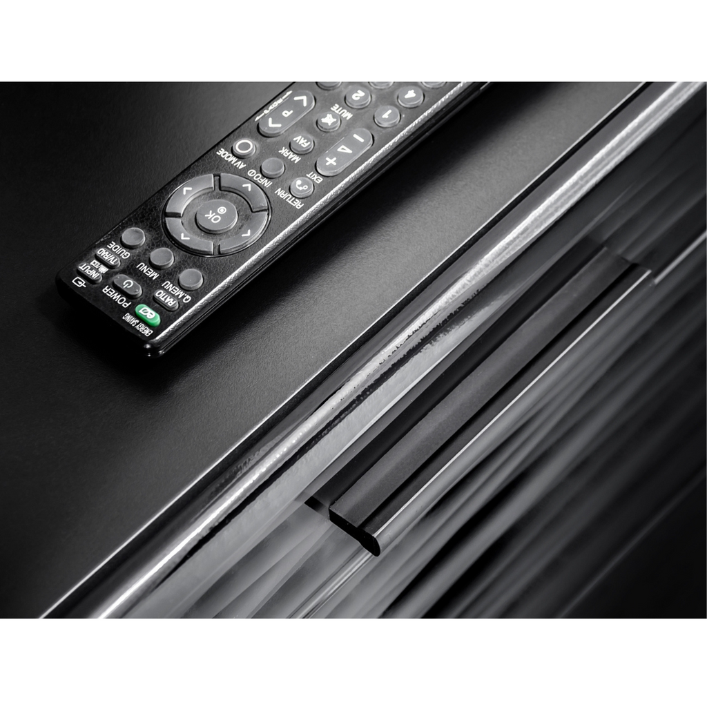 Stěnná jednotka MODICA - sada nábytku do obývacího pokoje - černý lesk / Sahara 3D