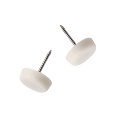 Plastové nášlapy na nábytek Ø15mm s hřebíkem - bílé - 50 ks