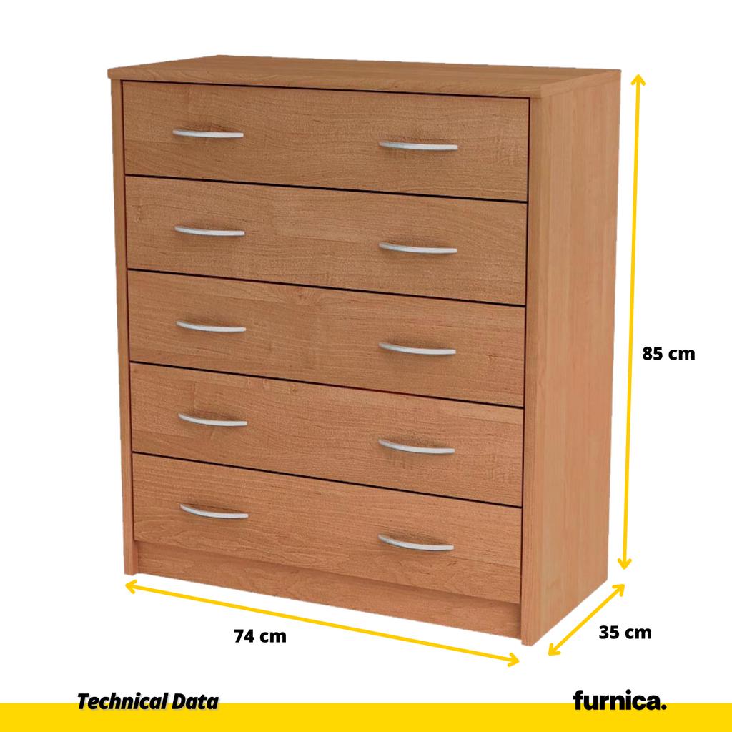 JULIA - Botník na boty - 5 úrovní úložného prostoru - Olše V85cm Š74cm H35cm