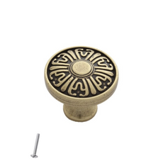 Starý kovový knoflík na skříňku - Ø31mm - starožitná mosaz